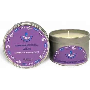 Svíčka Konejšivá svíčka s levandulí 120ml (Sladce jemná, cedrově balzamická a jalovcově bylinková. Taková je naše aromaterapeutická přírodní svíčka Konejšivá.)