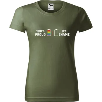 Dámské tričko DOBRÝ TRIKO Dámské tričko s potiskem 100% proud Barva: Khaki, Velikost: XL