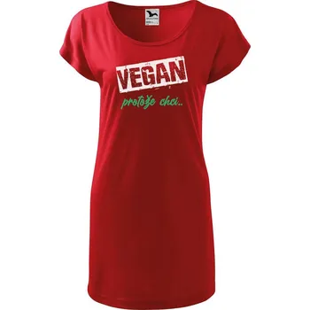Dámské tričko DOBRÝ TRIKO Dámské tričko/šaty Vegan, protože chci Velikost: L, Barva: Červená