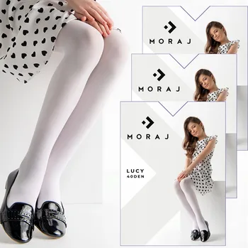 Dětské punčocháče Moraj bílé polyamidové velikost 146