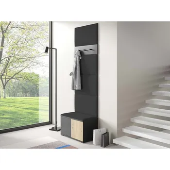 Předsíňová stěna Předsíňová stěna Ross 6 - černá/dub Artisan Barva čalounění: Černá - Trinity 16