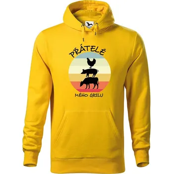 Pánská mikina DOBRÝ TRIKO Pánská mikina s potiskem Přátelé mého grilu Velikost pánské mikiny: 4XL, Barva: Žlutá