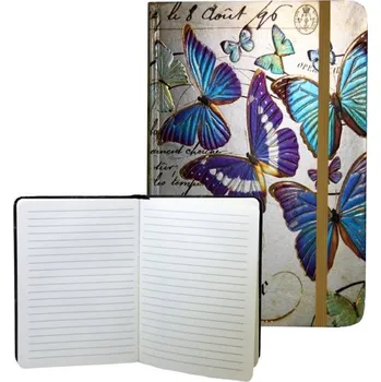 Zápisník Zápisník s gumičkou 178x126 mm zlatý s motýli F