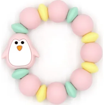 Dívčí šaty Silikonové kousátko Mimijo růžový tučňák