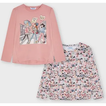 Set 2x tričko dívčí Mayoral Planet - vel. 98,116,122 - makeup pudrová, 116