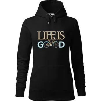 Dámská mikina DOBRÝ TRIKO Dámská mikina s potiskem Life is good Velikost dámské mikiny: L, Barva: Černá