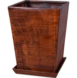 Květník KUPKA SQUARE WOOD+podmiska keramický mat 20x20x28cm