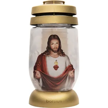 Smuteční dekorace Lampa hřbitovní JEŽÍŠ SPASITEL skleněná 110g d11x22cm