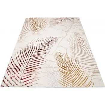 Koberec Makro Abra Kusový koberec GOLDEN NA37F Listí Moderní krémový Rozměr: 80x150 cm