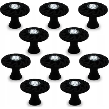 Nábytkové kování 10x NÁBYTKOVÁ KNOFLÍK S KŘIŠŤÁLEM ČERNÝ KNOFLÍK NA ZÁSUVKY NÁBYTKOVÁ ÚCHYTKA