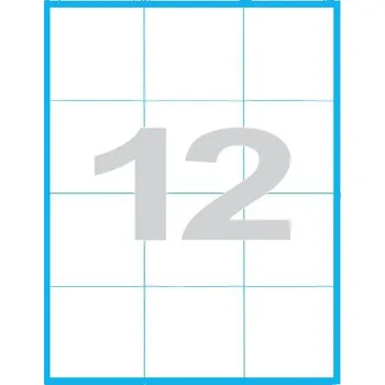 Samolepící etiketa Etikety MP print samolepící A4, 70x74 mm, 12ks/arch, 100 archů, bílé
