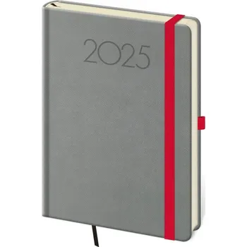 Diář Týdenní diář 2025 A5 New Praga tmavě šedý s gumičkou