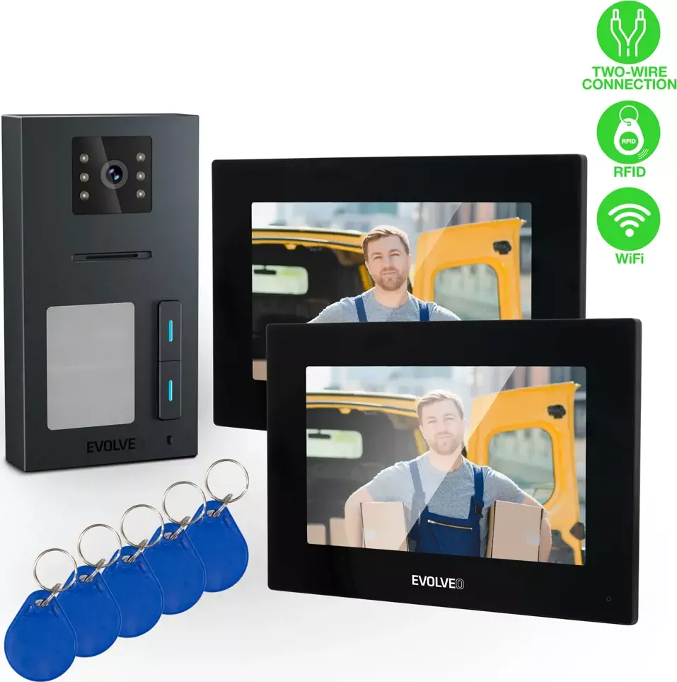 EVOLVEO DoorPhone AP2-2 drátový videotelefon pro dva byty s aplikací, černý