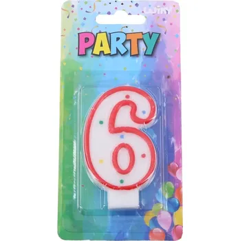 Dortová svíčka Párty svíčka číslo 6 Červená