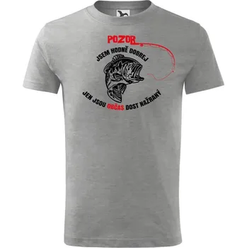 Chlapecké tričko DOBRÝ TRIKO Dětské tričko s potiskem Hodně dobrej rybář Velikost: 158/12 let, Barva: Tmavě šedý melír