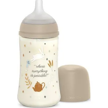 Kojenecká láhev Suavinex Kojenecká láhev Wonderland 270 ml Fyziol průtok M Krémová