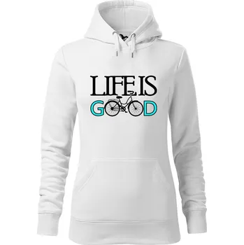 Dámská mikina DOBRÝ TRIKO Dámská mikina s potiskem Life is good Velikost dámské mikiny: XL, Barva: Bílá
