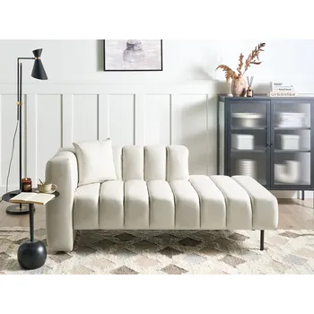 Křeslo Lenoška levá krémově bílá veganská umělá kůže čalounění černé nohy s polštářem moderní glamour design Beliani