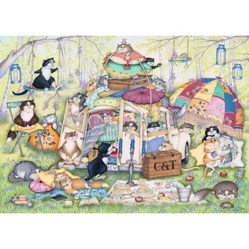 Puzzle RAVENSBURGER Puzzle Crazy Cats: Líné letní odpoledne 1000 dílků