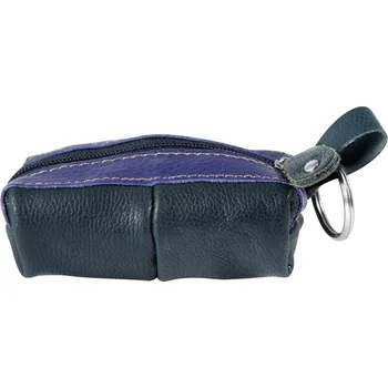 Excellanc Pouzdro na klíče kompaktní z pravé kůže černo-fialové