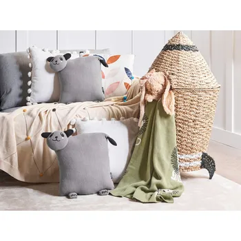 Bytový textil Sada 2 dětských polštářů šedá bavlněná látka ve tvaru pandy s výplní měkká dětská hračka Beliani