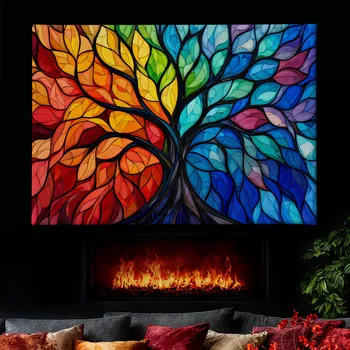 Obraz Obraz na plátně - Strom života V barvách duhy FeelHappy.cz Velikost obrazu: 40 x 30 cm