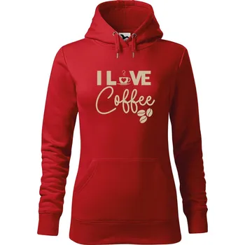 Dámská mikina DOBRÝ TRIKO Dámská mikina s potiskem I love coffee Velikost dámské mikiny: M, Barva: Červená