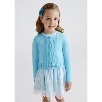 Dívčí svetr Svetřík dívčí propínací Mayoral - vel. 104,116,122,128,134 - 128, tyrkysová