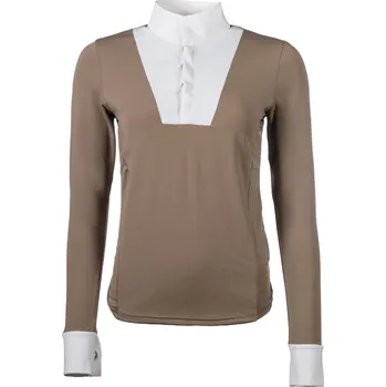 Dámské tričko HKM Triko závodní Virginia HKM, s dlouhým rukávem, taupe XXL