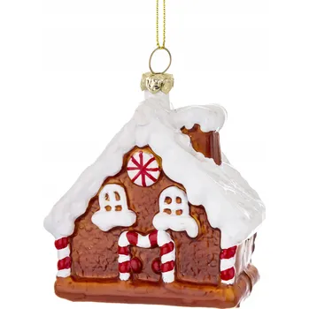 Vánoční dekorace PERNÍKOVÁ OZDOBA VÁNOČNÍ KOULE DOMEČEK 9x8,5x4