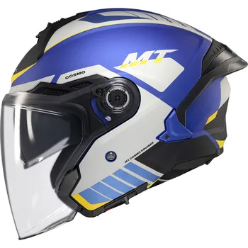 Helma na motorku MT Helmets Otevřená helma MT Cosmo SV Cruiser matná modro-černo-šedá M