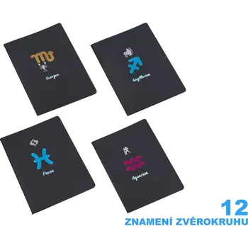 Notes 18,5x25,5 cm, 26 černých linkovaných stran - Zodiac