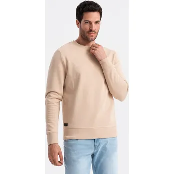 Pánská mikina Pánská bavlněná mikina BASIC - béžová V6 OM-SSBN-0159 - L