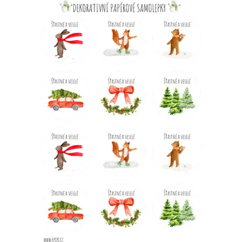 Samolepící dekorace ePiPí Arch samolepek - Vánoční pohádka (Šťastné a veselé)