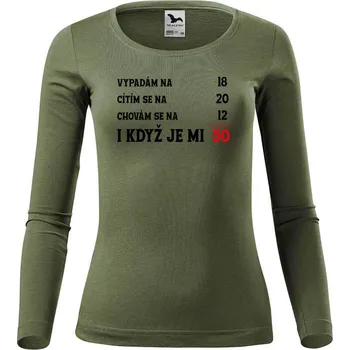 DOBRÝ TRIKO Dámské triko s potiskem Je mi 50 Velikost: S, Barva: Khaki