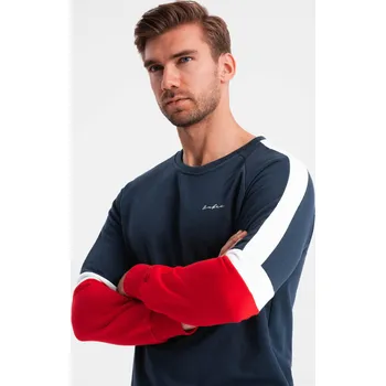 Pánská mikina Tříbarevná pánská mikina s raglánovými rukávy - tmavě modrá V2 OM-SSNZ-22FW-003 - XXL