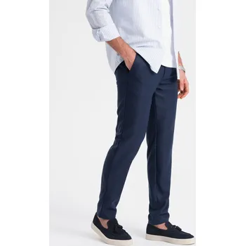 Pánské kalhoty Ombre Clothing Pánské klasické chino kalhoty SLIM FIT - tmavě modré V1 OM-PACP-0182 - S