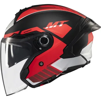 Helma na motorku MT Helmets Otevřená helma MT Cosmo SV Cruiser matná červeno-černo-šedá L