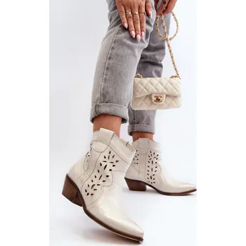 Dámské kozačky Zazoo 2870 Zamszové Botky Na Nízkém Podpatku Ažurové Barva: Stříbrná, Velikost: 40