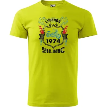 Pánská móda DOBRÝ TRIKO Pánské tričko s potiskem Legenda silnic Velikost: XS, Barva: Limetková