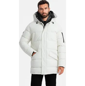Pánská větrovka Outdoorová dlouhá pánská bunda parka - bílá V1 OM-JALJ-0201 - L