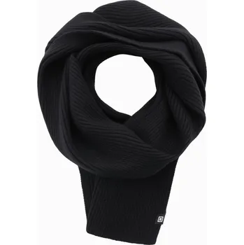 Šála Pánská jednobarevná pletená šála s žebrováním - černá V1 OM-ACSF-0119 - univerzální