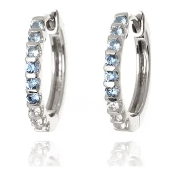 Náušnice Stříbrné náušnice kruhy s modrými zirkony 16 mm STNAU1957F + dárek zdarma