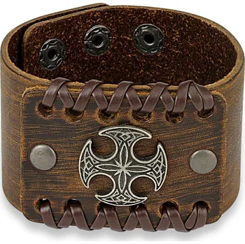 Náramek Steel Edge Kožený náramek SESL0213 Barva: Hnědá