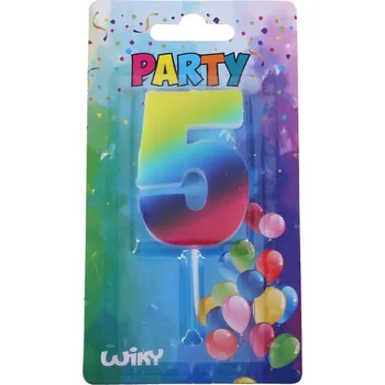 Dortová svíčka Párty svíčka číslo 5 Duha