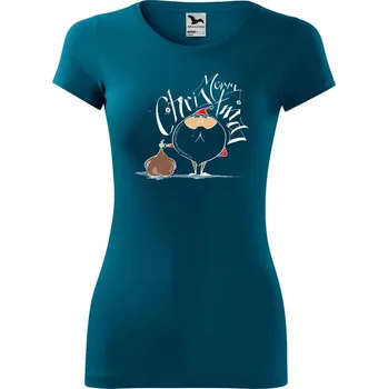 Dámské oblečení DOBRÝ TRIKO Dámské tričko Santa s dárky Velikost: XS, Barva: Petrolejová