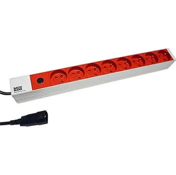Elektrická zásuvka Napájecí panel 1U, 8x zásuvka CZ, vidlice IEC320 C14, červený, 2m (333.4101)