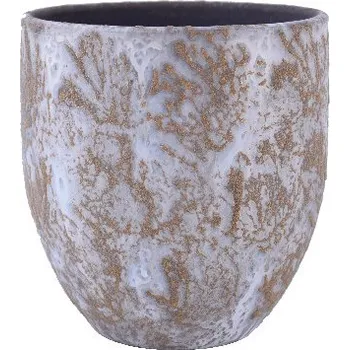 Květináč Obal na květináč keramický BARREIRO, pr.20x18cm, hnědá|BROWN FOG|Ego Dekor