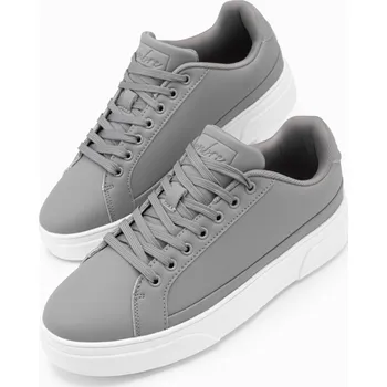 Pánské tenisky Pánské tenisky z ekokůže s hrubou podrážkou - šedé V4 OM-FOSL-0166 - 40