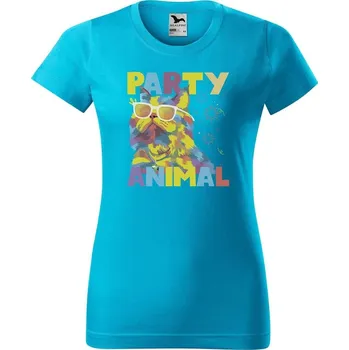 Dámské tričko DOBRÝ TRIKO Dámské tričko s potiskem Party animal Barva: Tyrkysová, Velikost: 2XL